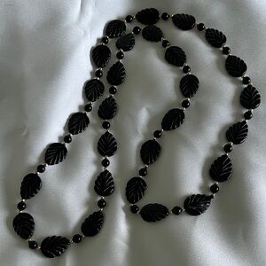 Carved stone & bead necklace